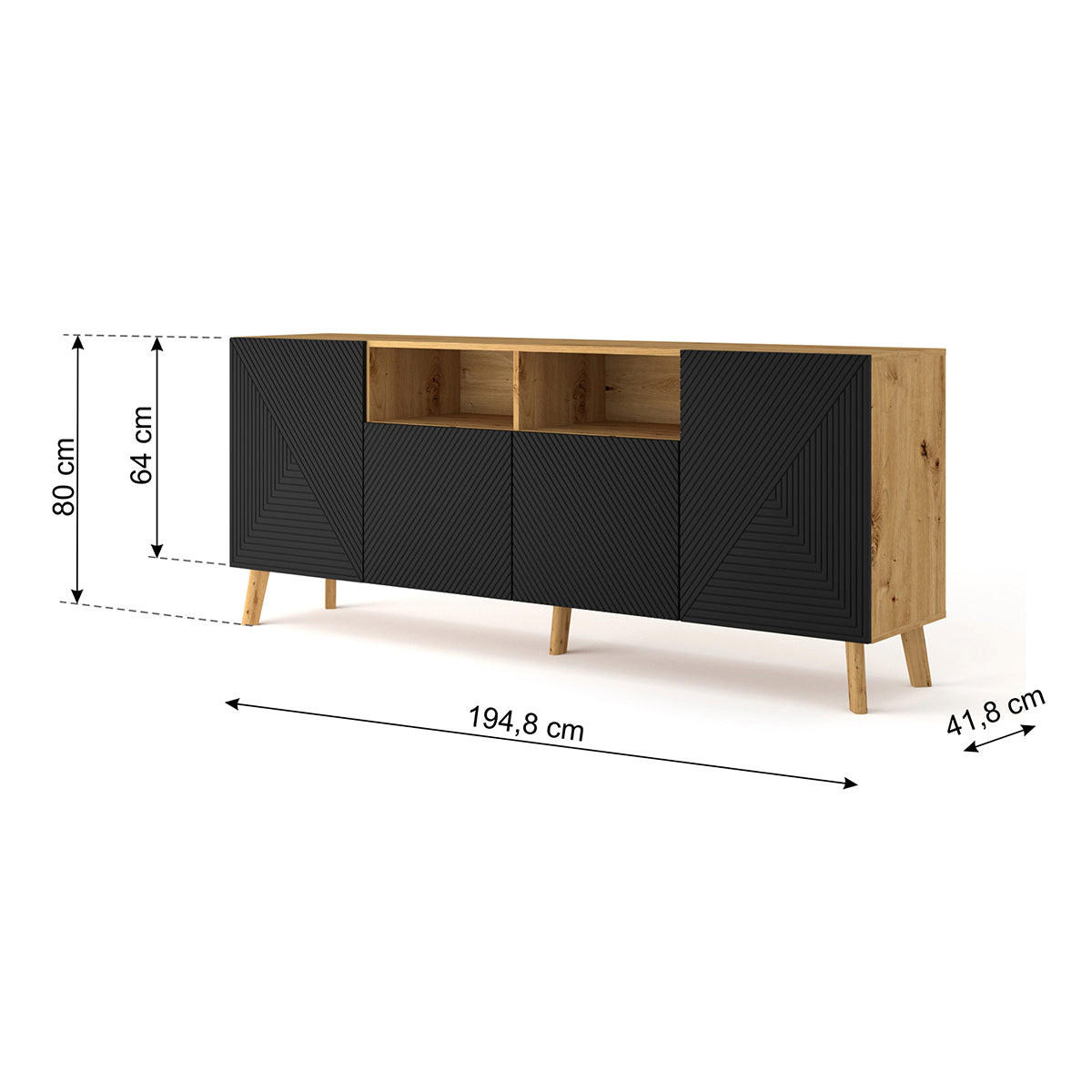 SIDEBOARD Nexa Holz und Schwarz - Braun, Holzwerkstoff (195/80/42cm) - Petits-meubles