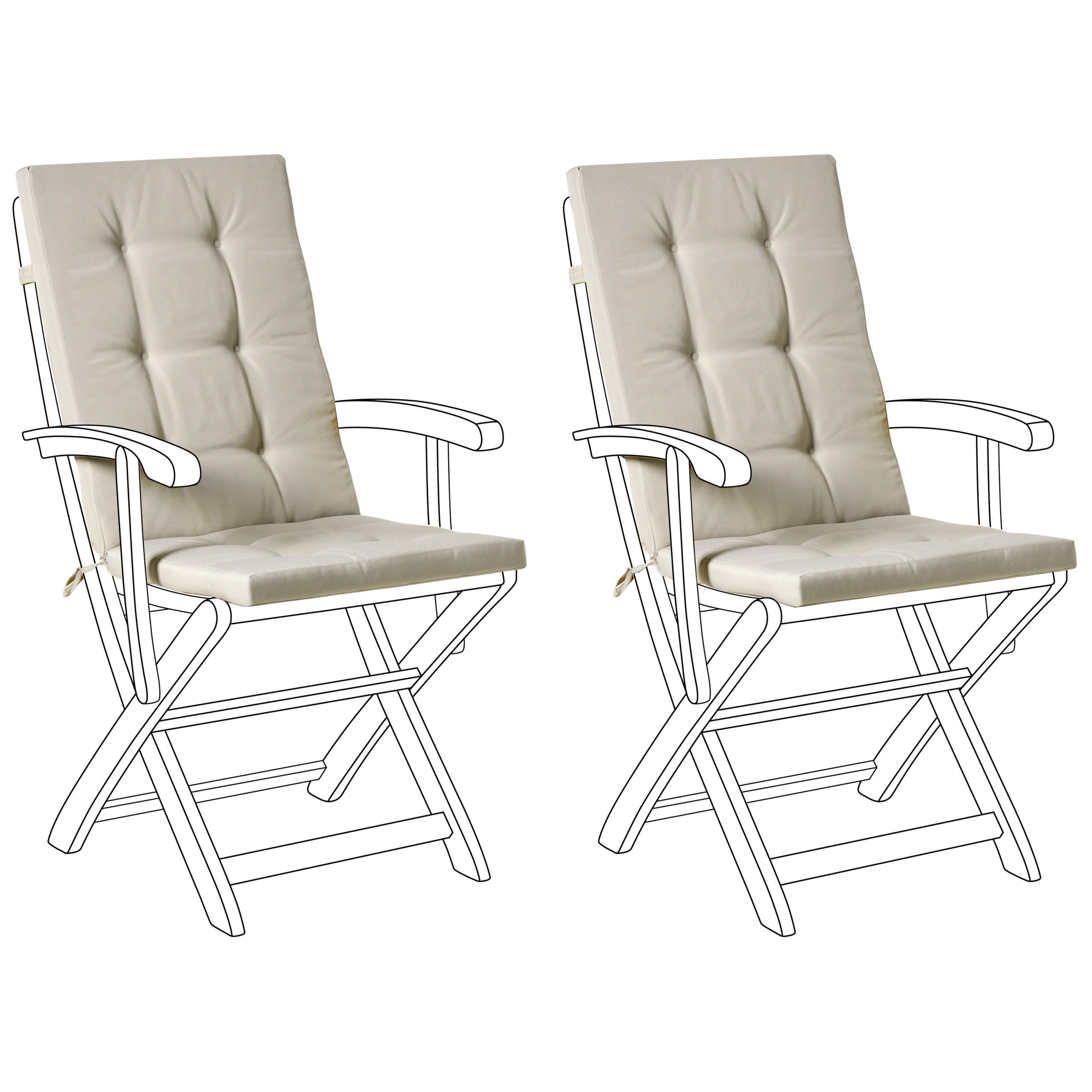 SITZAUFLAGEN 2er-Set Taupe 42/95 cm Maui Premium - Taupe, Textil (95/5/42cm) - Beliani