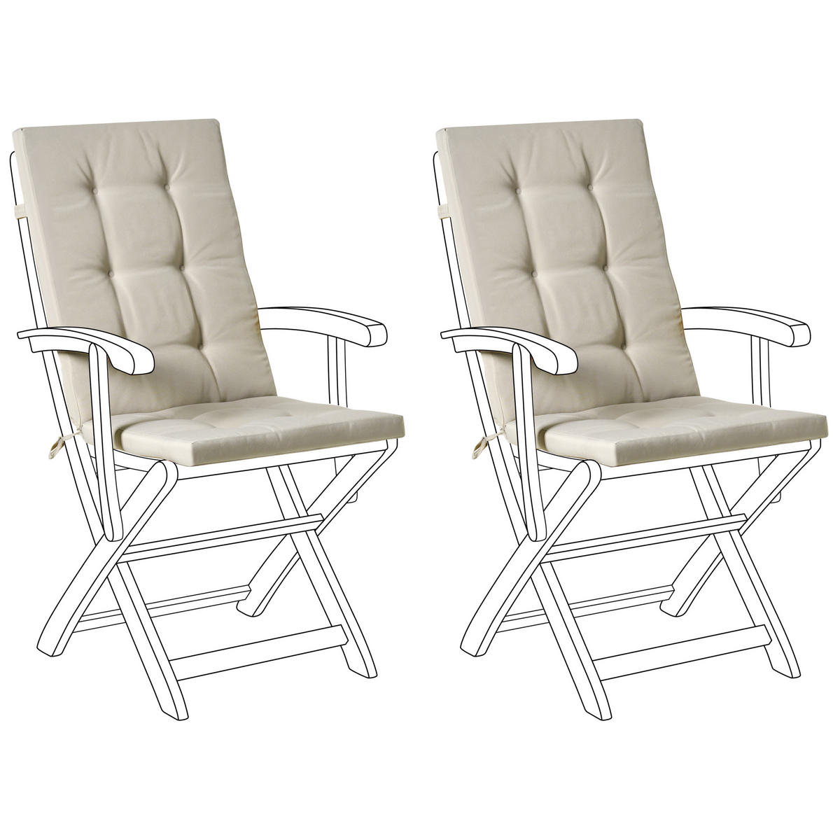 SITZAUFLAGEN 2er-Set Taupe 42/95 cm Maui Premium - Taupe, Textil (95/5/42cm) - Beliani