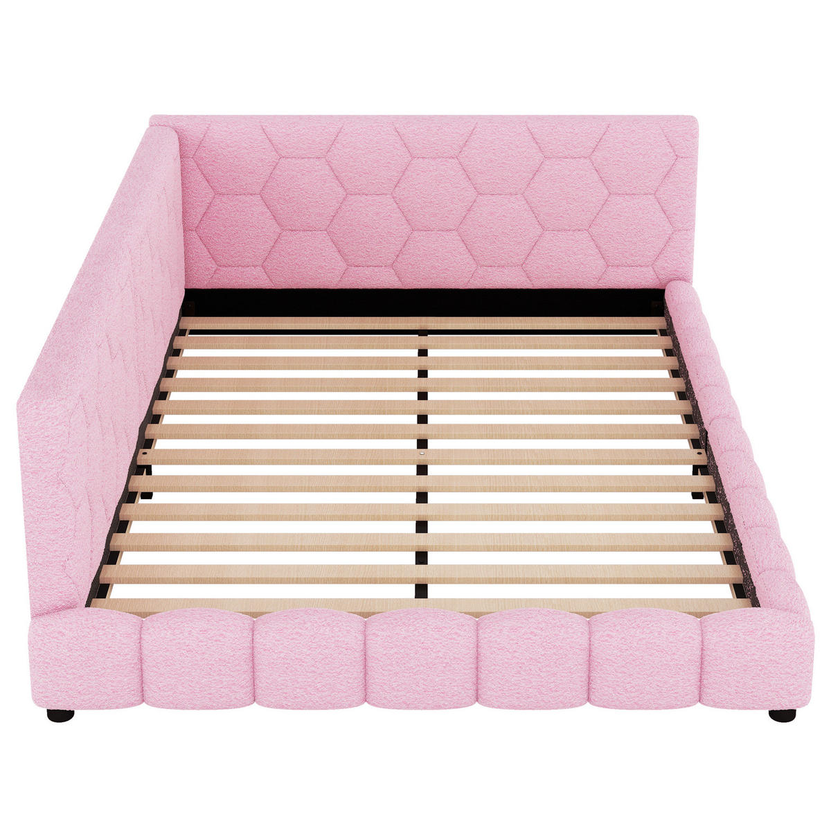 POLSTERBETT aus Vliesimitat 140x200 cm in Rosa mit LED & USB-/Type-C-Anschluss - Rosa, Textil (140/200cm) - Modfu