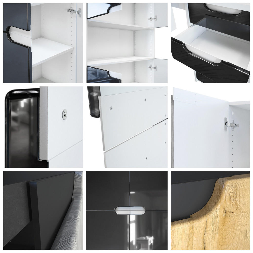 Vladon Büromöbelset Logan | Anthrazit | 246/185/60 cm | Grau