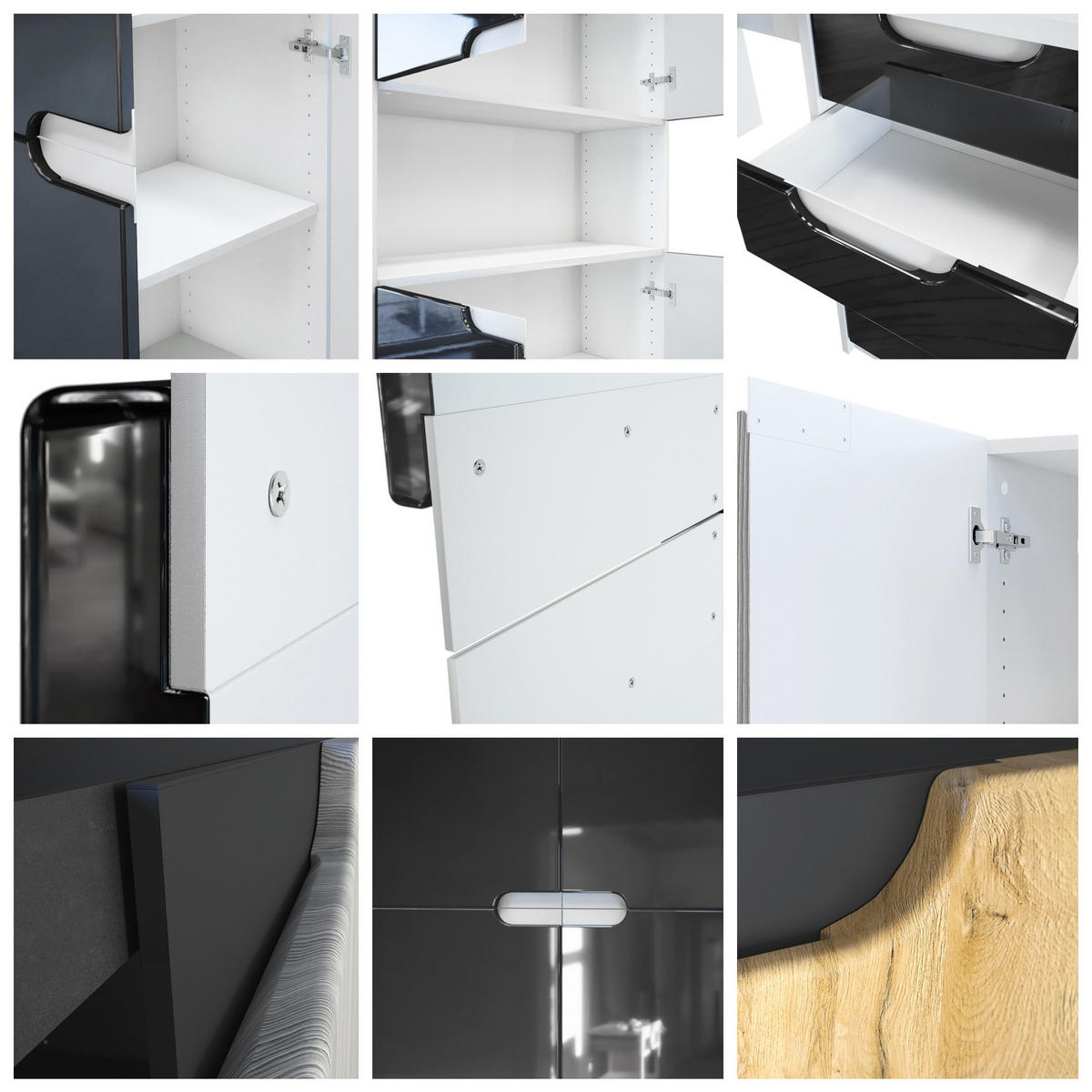 BÜROMÖBELSET Logan Fronten in Eiche Nordic - Silbereichenfarben, Holzwerkstoff (246/185/60cm) - Vladon