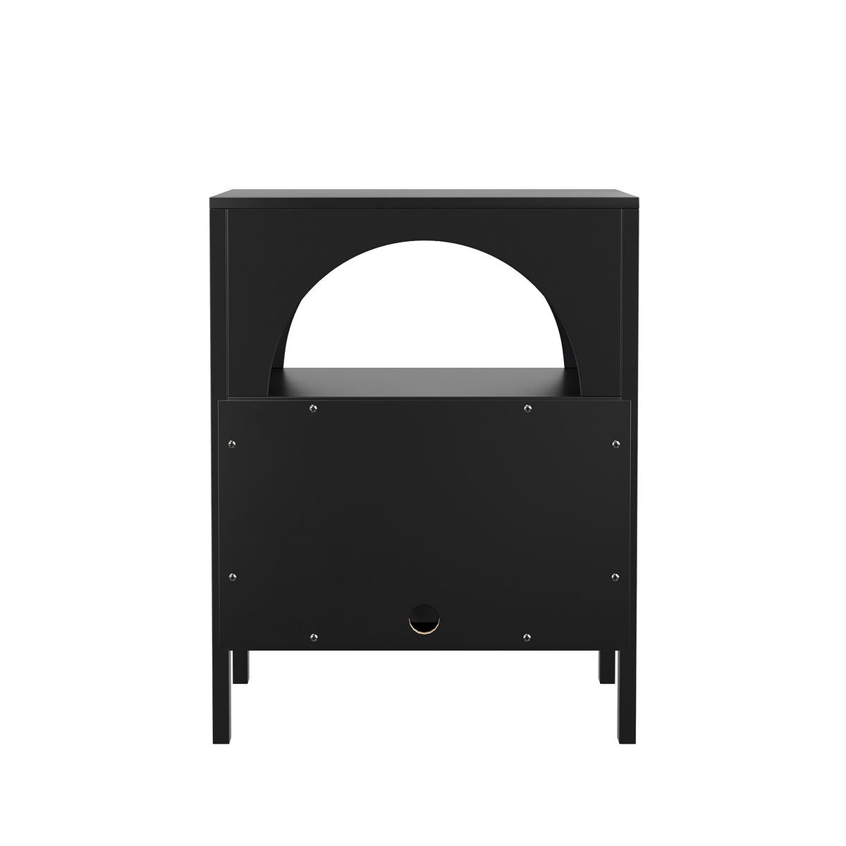 NACHTTISCH 45/40/58 cm schwarz aus MDF mit 2 Schubladen - Schwarz, Holzwerkstoff (40/58/45cm) - OKWISH