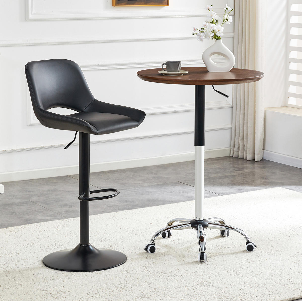 BEISTELLTISCH 70/70/73,5-98,5 cm höhenverstellbar mit Rollen und Bremse, MDF/Metall, Nussbaumfarben - Walnussfarben, Holzwerkstoff (70/70/73.5cm) - Redom