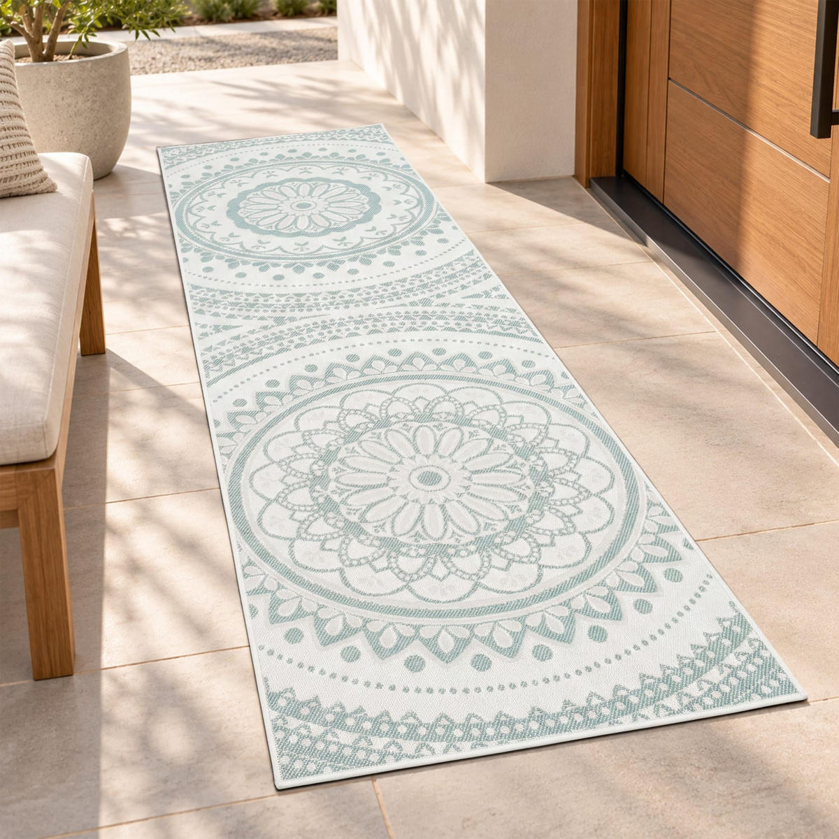 OUTDOORTEPPICH 80/250 cm Brescia 471 - Türkis, Kunststoff (80/250cm) - Paco Home