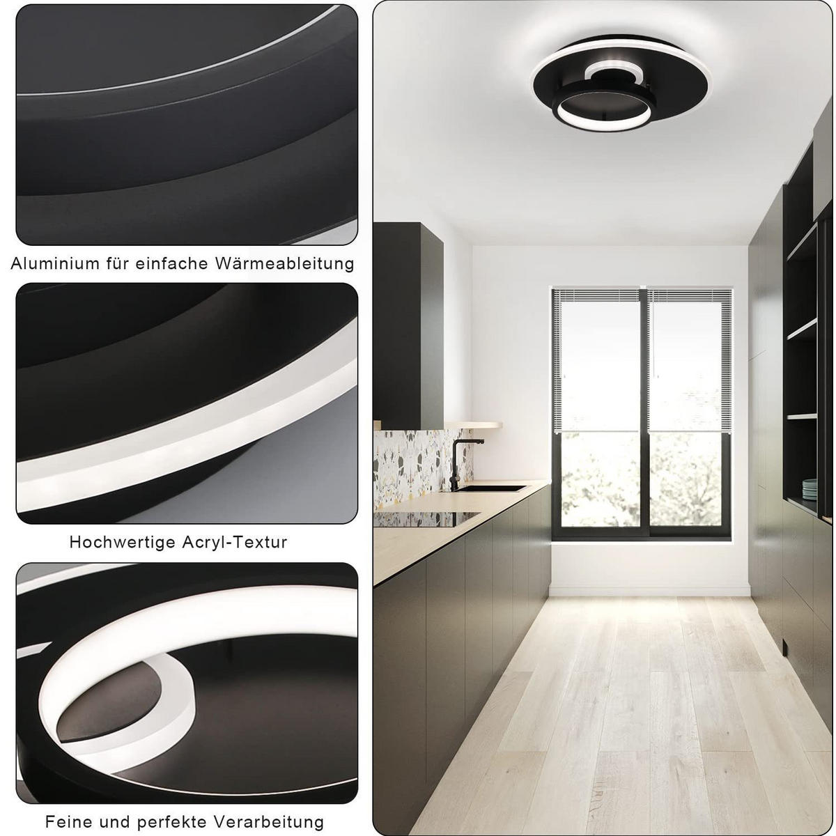 LED-DECKENLEUCHTE Peter 31 cm - Schwarz, Kunststoff (31/8.5/31cm) - ZMH