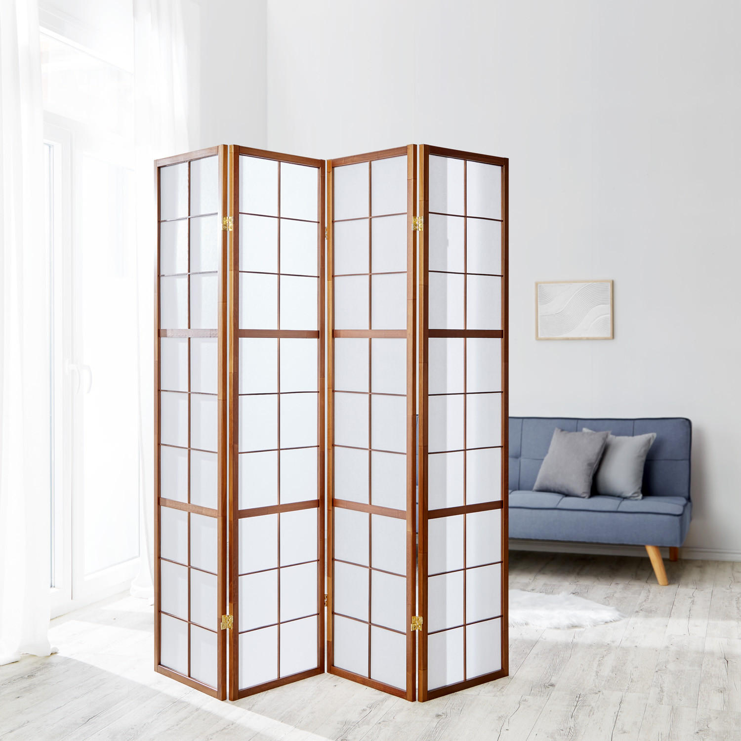 PARAVENT 4-tlg. 176/175 cm Braun Shoji - Braun, Holz (176/175/2cm) - Homestyle4u