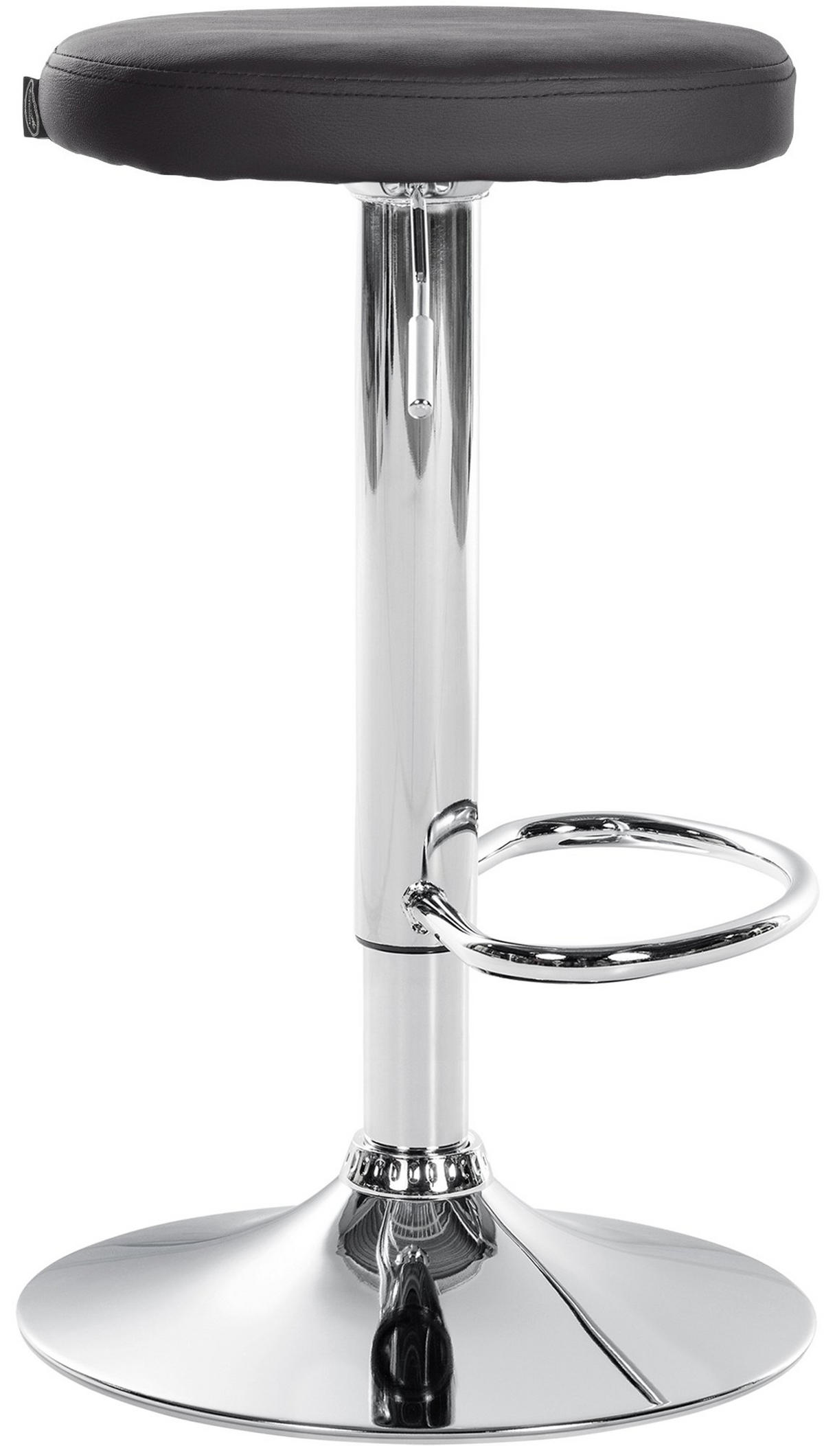 BARHOCKER Pontius Kunstleder chrom schwarz - Chromfarben/Schwarz, Kunststoff/Metall (38.5/81/38.5cm) - TPFLiving
