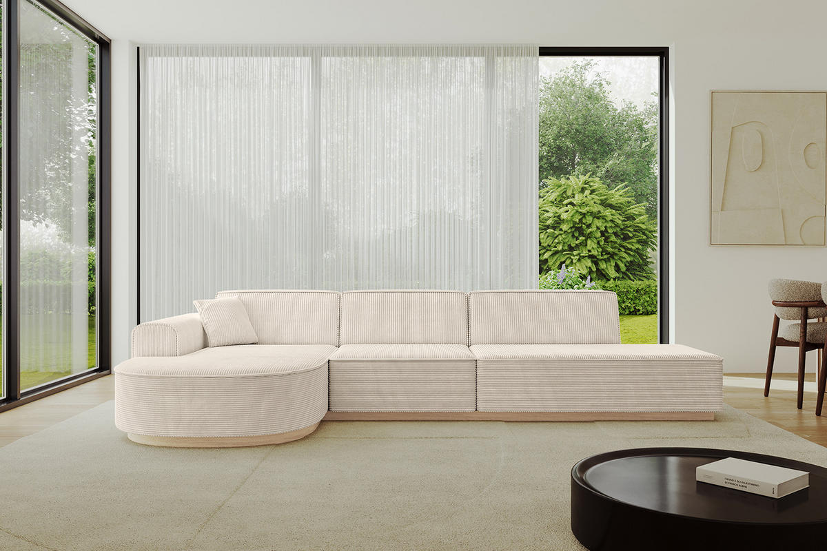 ECKSOFA Ottomane Links ARRIO-L2 - 328x171x83 cm Beige - Beige, Holzwerkstoff/Textil (328/171cm) - ALTDECOR