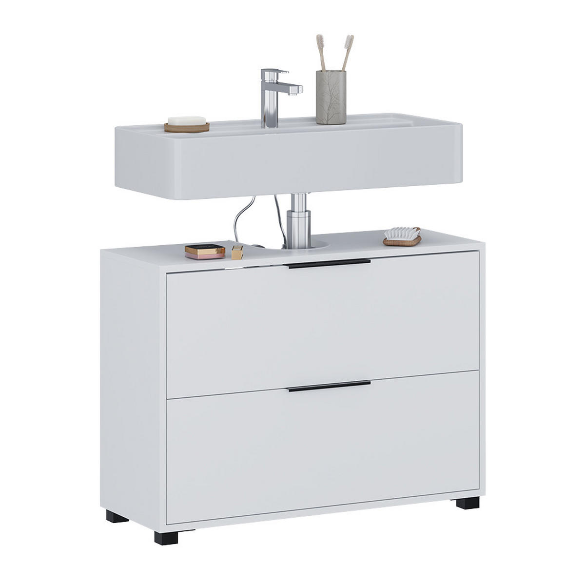 WASCHBECKENUNTERSCHRANK Alina Weiß 80 x 60 cm mit 2 Schubladen - Weiß, Holzwerkstoff (80/60/30cm) - Vicco