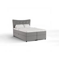 BOXBETT Nevada 140 x 200 cm Doppelbett mit hochwertiger Bonell-Matratze und Topper - hellgrau - Hellgrau, Holz (140/200cm) - Panda Möbel
