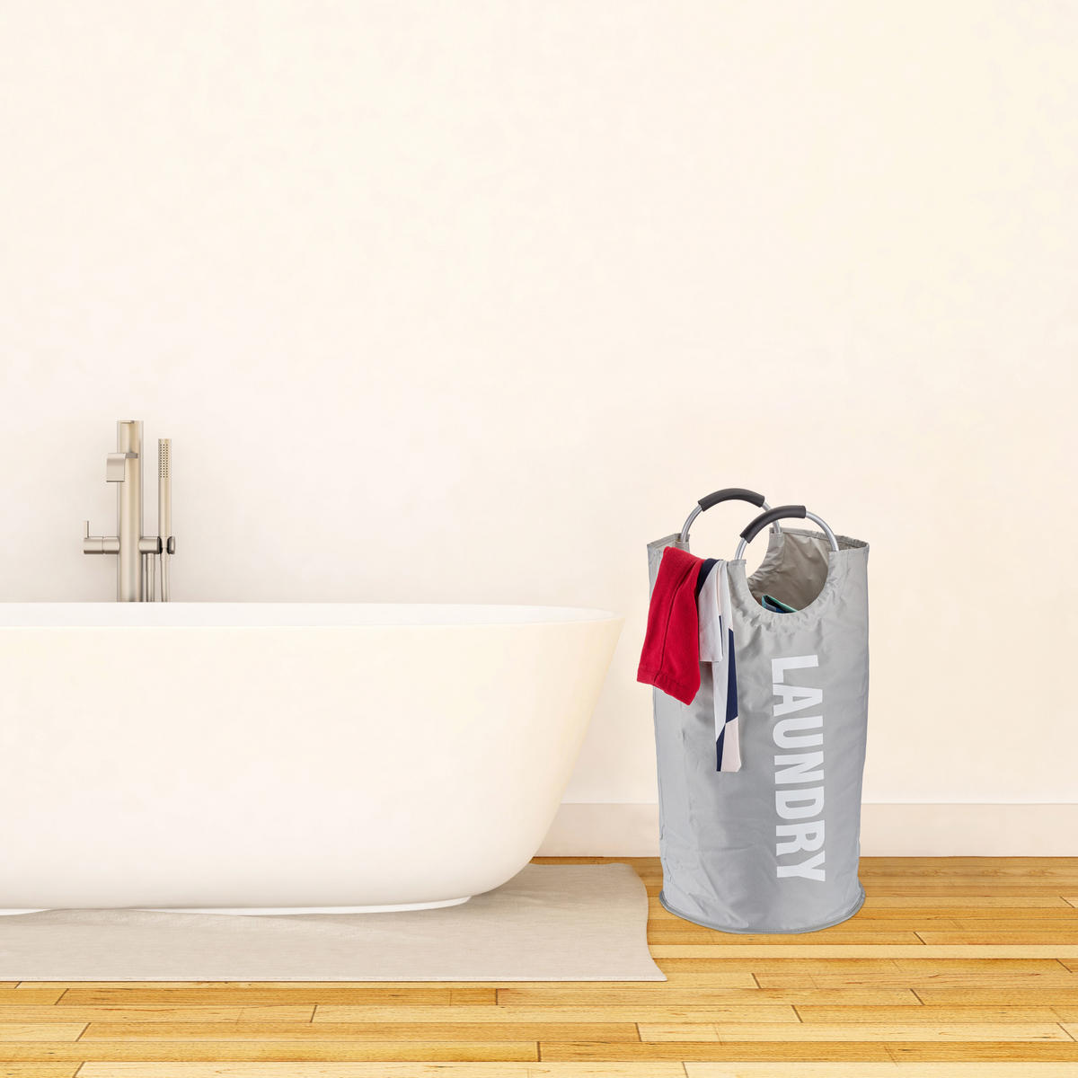 WÄSCHEKORB - Grau, Textil/Metall (38/70/38cm) - Relaxdays