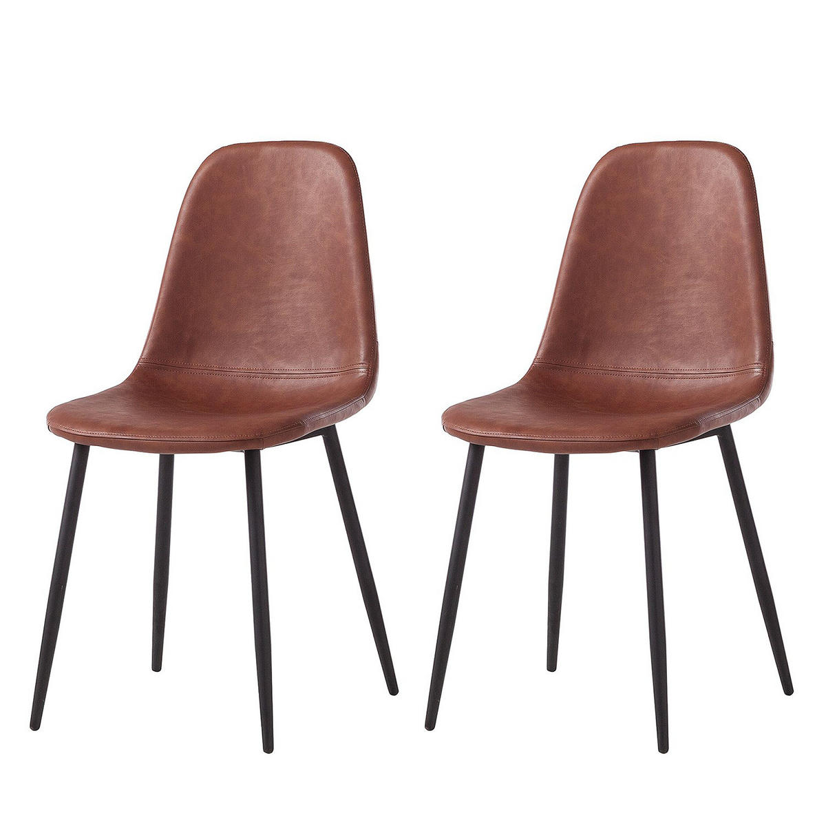 POLSTERSTUHL-SET - Braun, Kunststoff/Metall (44/87/52cm) - home24