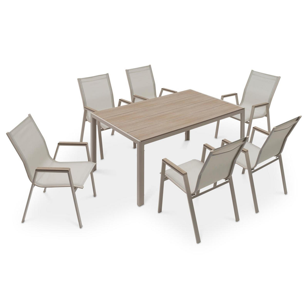 GARTENMÖBEL SET MONDELLO 7er Set hellgrau - Hellgrau, Metall - IDIMEX