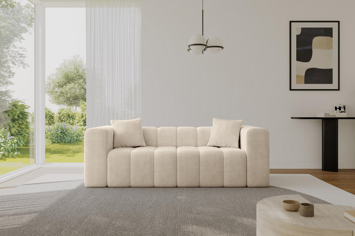 POHOVKA 2-MÍSTNÁ DONY-2 232x90x71 cm Béžová Manšestr - černá/kašmírová, kompozitní dřevo/textil (232/71/90cm) - ALTDECOR