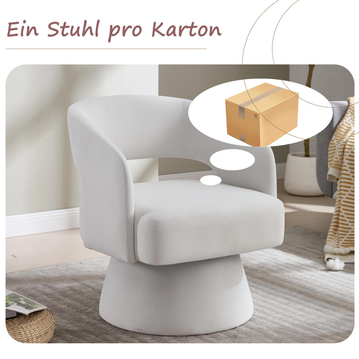 SESSEL Chenille Beige drehbar - Beige, Holzwerkstoff/Textil (68/75/66cm) - WISHDOR