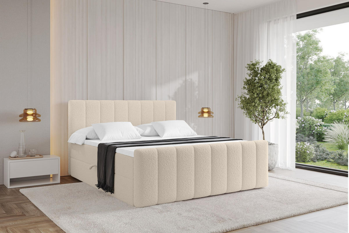 KONTINENTÁLNÍ POSTEL s matrací H3 - OTTA-Z - 120x200 cm Tmavě béžová - kapučínová, kompozitní dřevo (120/200cm) - ALTDECOR