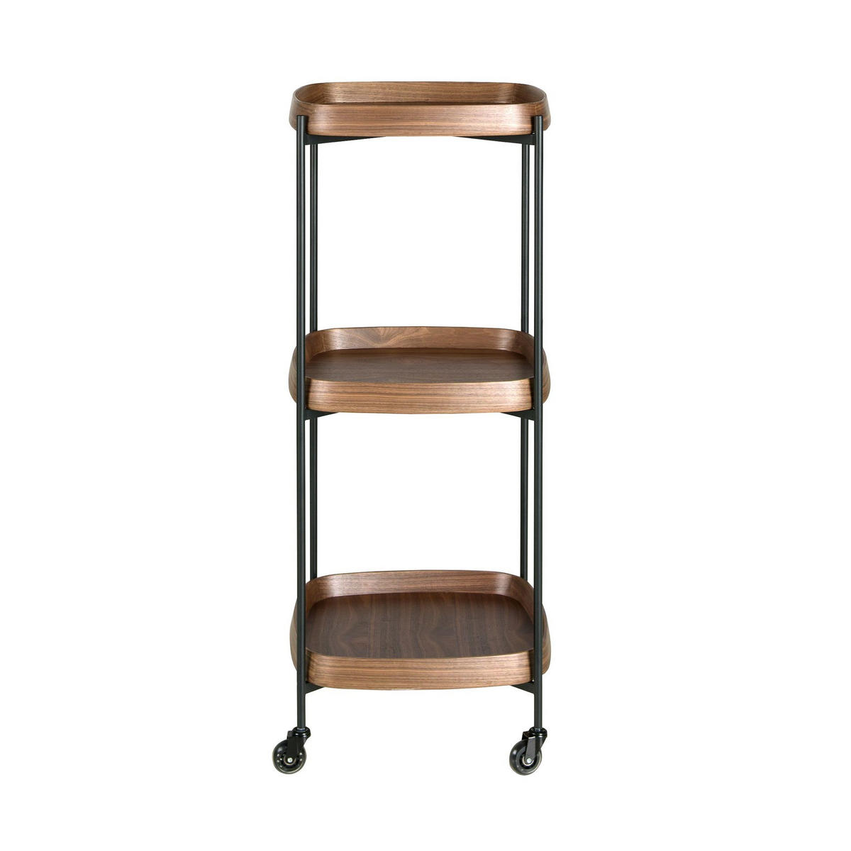 MINIBAR-SERVIERWAGEN aus Nussbaumholz und schwarzem Stahl 50/50/124 cm - Walnussfarben/Schwarz, Naturmaterialien/Holz (50/124/50cm) - ANGEL CERDA