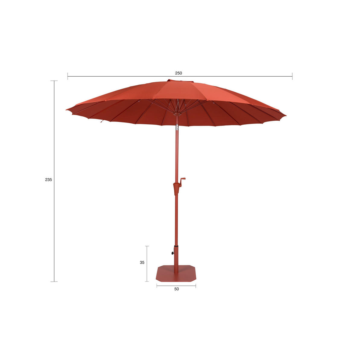 SONNENSCHIRM Sunshine Set Rot - Rot, Kunststoff (250/250cm) - Zuiver