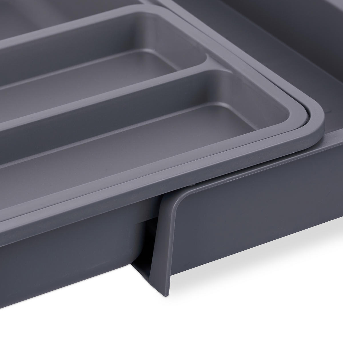 BESTECKKASTEN - Grau, Kunststoff (23.5/6.5/31.5cm) - Relaxdays