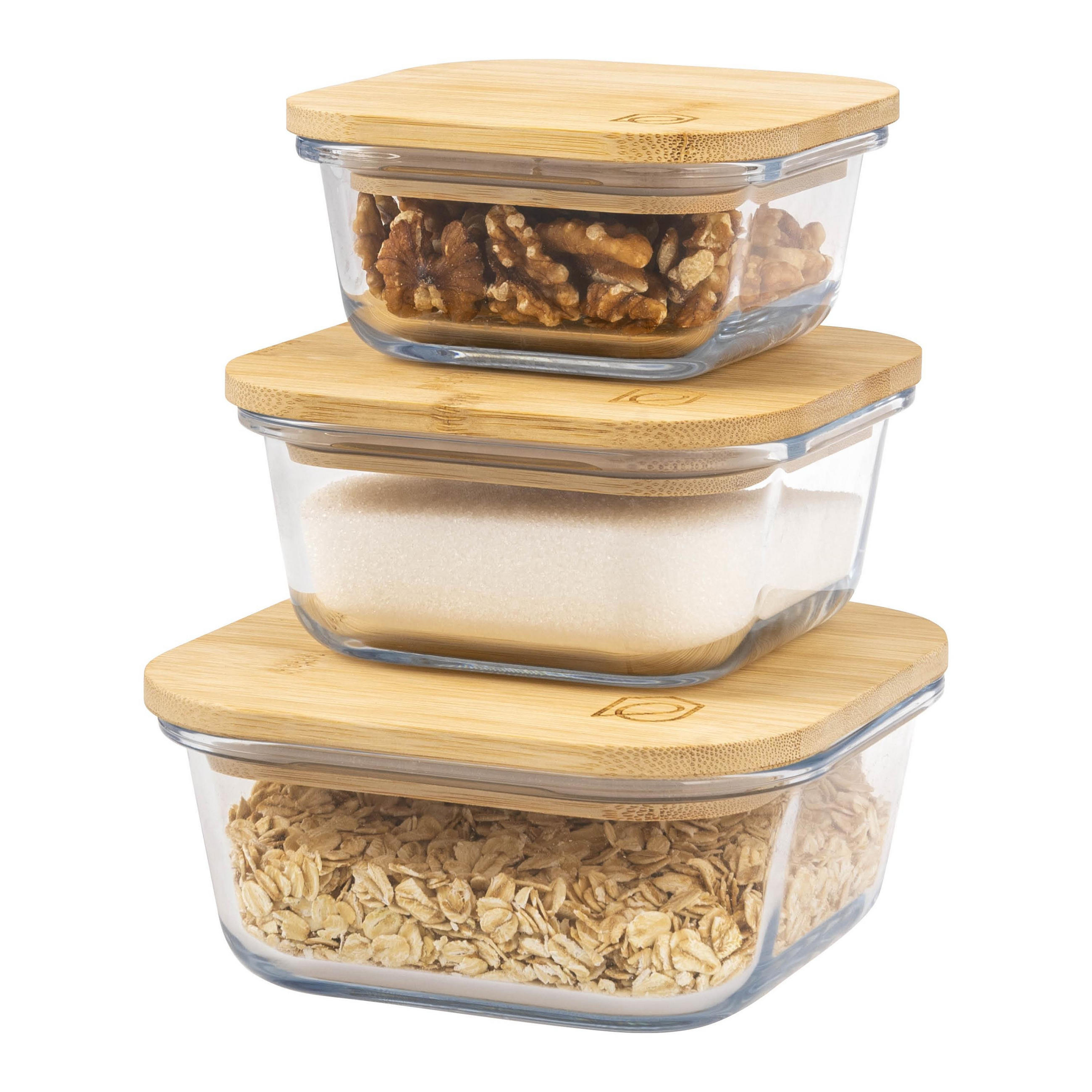 AUFBEWAHRUNGSDOSEN 3er-Set, weiß - Transparent, Glas (11/4/11cm) - eluno