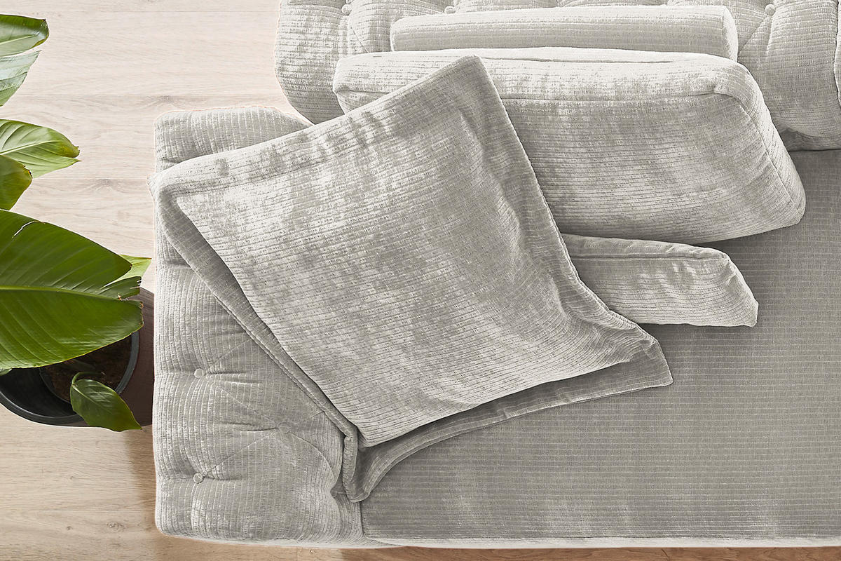 FLATTERKISSEN MEDIUM SEPHI Cord - Silberfarben, Textil (75/75cm) - KAWOLA