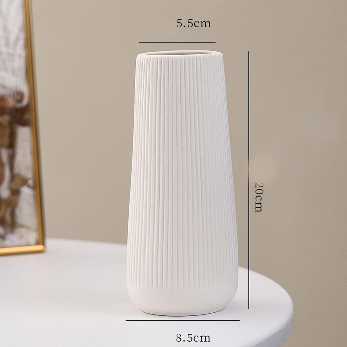 VASE 20 cm Keramik - Weiß, Keramik (20cm) - LIBRATON