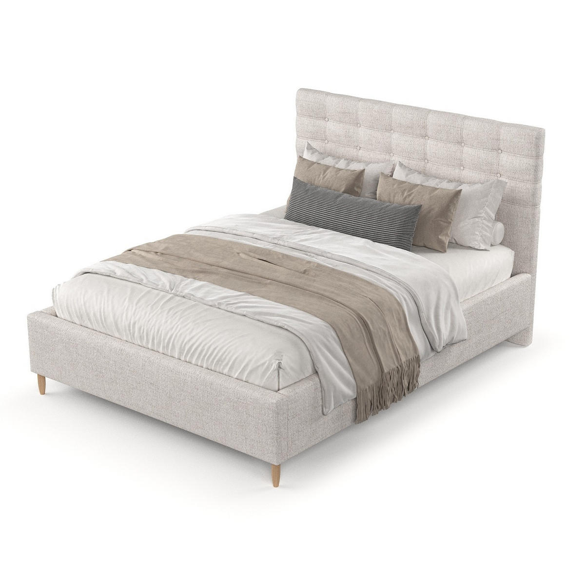 POLSTERBETT Soma 120/200 cm Hellbeige im Neve Stoff - Sandfarben/Naturfarben, Holz/Holzwerkstoff (120/200cm) - AltaBeds