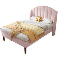 POLSTERBETT 90/200 cm mit Lattenrost, gepolstertem Kopfteil und Samtbezug, Pink - Rosa, Textil (90/200cm) - Redom