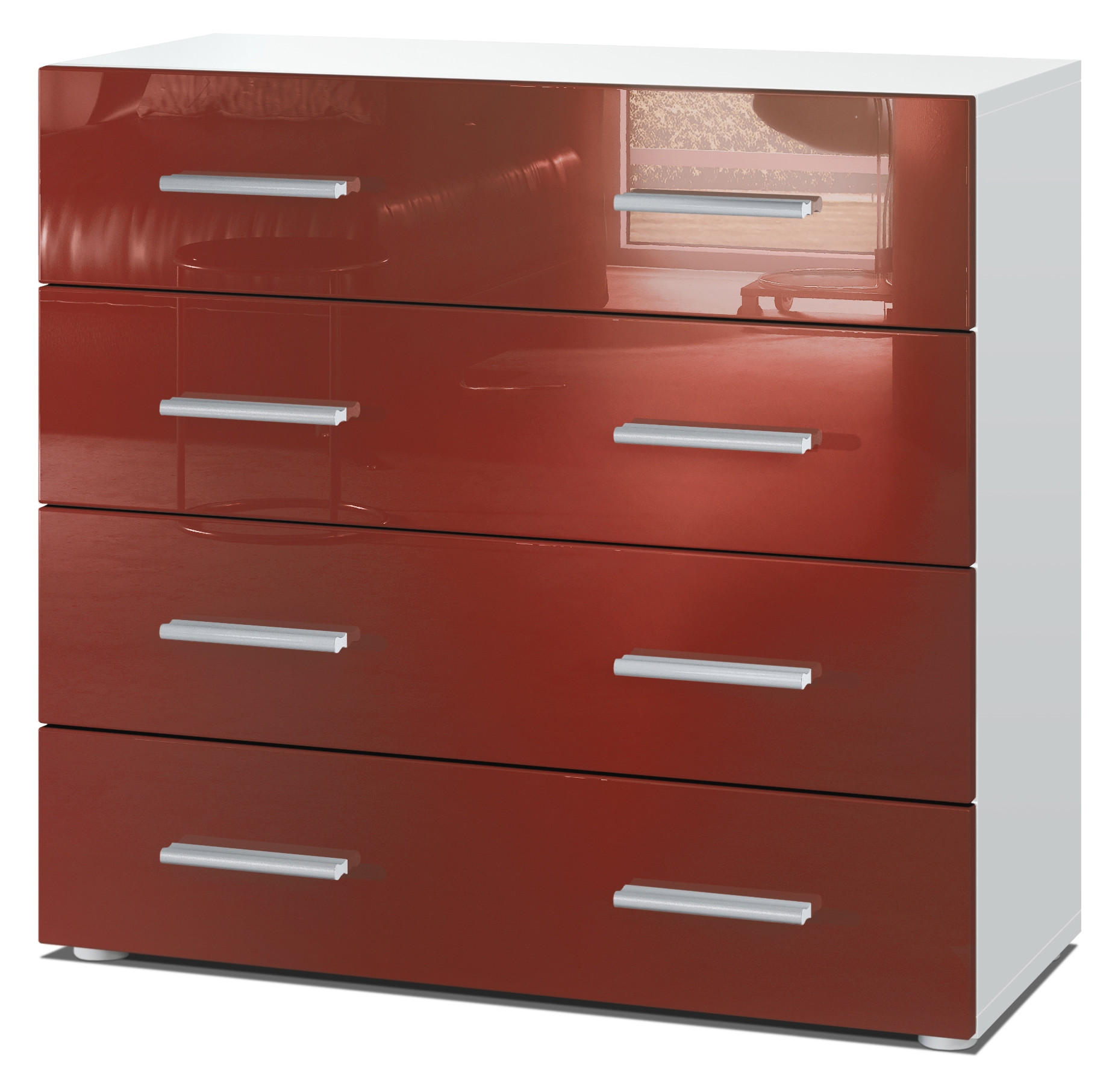 KOMMODE Pavos Bordeaux Hochglanz - Bordeaux, Holzwerkstoff (76/72/35cm) - Vladon