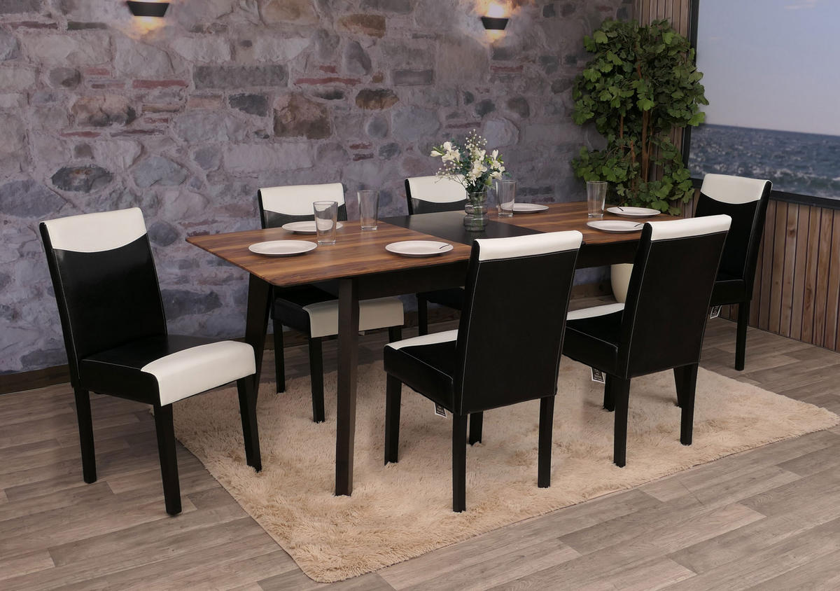 ESSZIMMERSTUHL Schwarz, Weiß 6er-Set - Schwarz/Weiß, Textil (43/90/56cm) - MCW