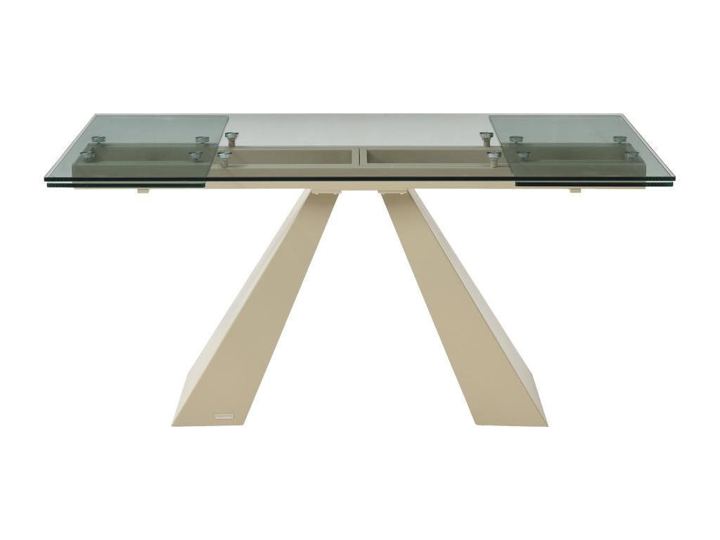 ESSTISCH ausziehbar - 6 bis 10 Personen - Sicherheitsglas & beigefarbenes Metall - Transparent - LOZIPA - Transparent, Glas (240/90/76cm) - Vente-Unique