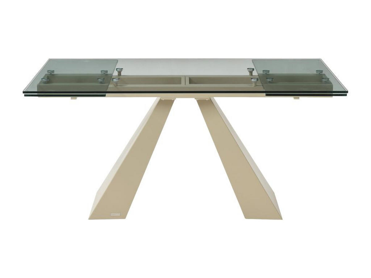 ESSTISCH ausziehbar - 6 bis 10 Personen - Sicherheitsglas & beigefarbenes Metall - Transparent - LOZIPA - Transparent, Glas (240/90/76cm) - Vente-Unique
