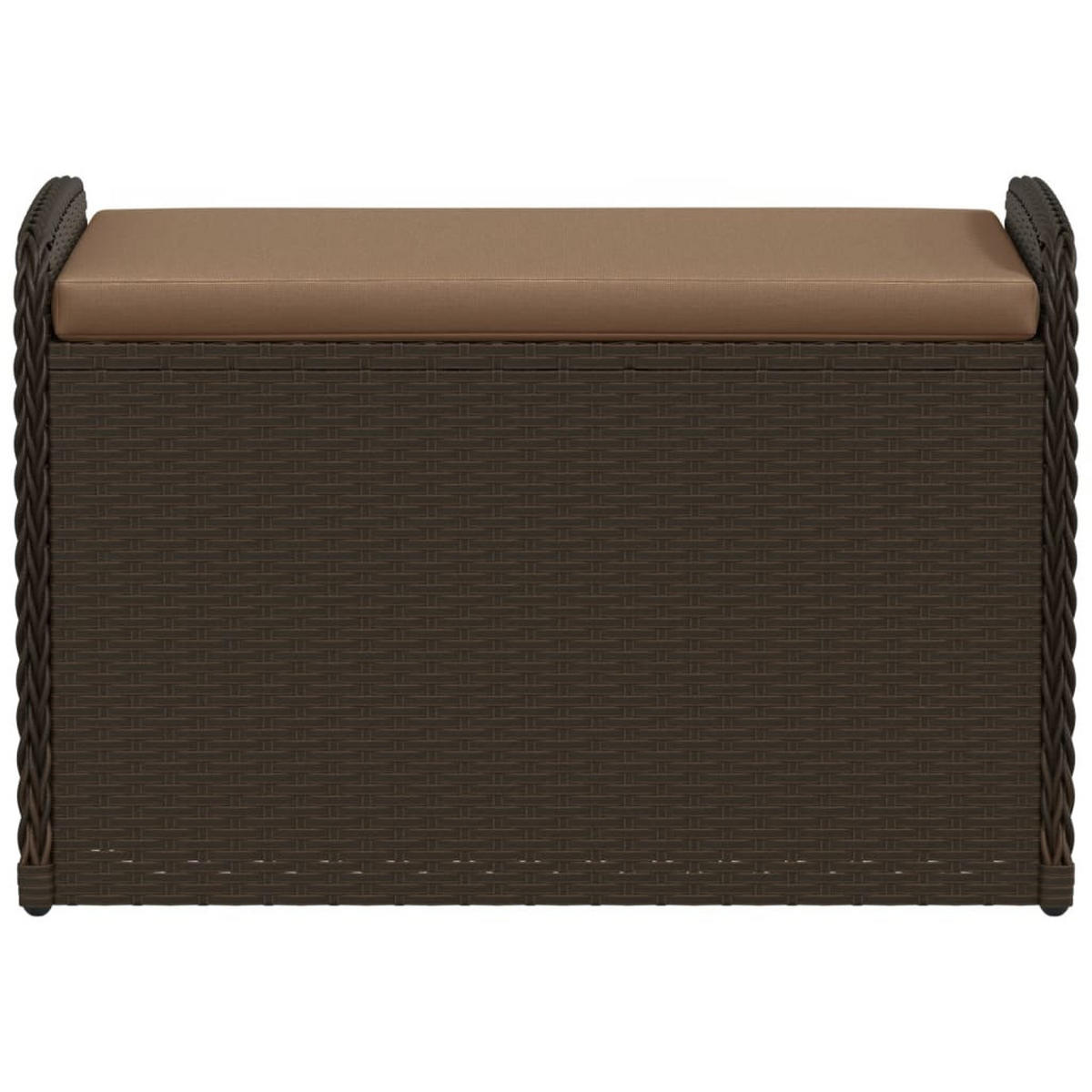 SITZBANK Mit Stauraum & Kissen Braun 80/51/52 Cm Poly Rattan - Weiß/Braun, Kunststoff/Textil (80/52/51cm) - vidaXL