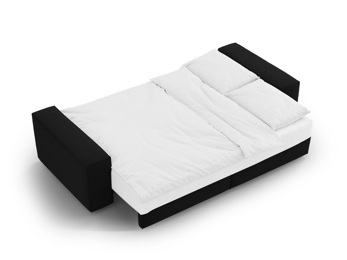 SOFA ausklappbar mit Bettkasten Jodie aus Samt schwarz 3 Sitzplätze - Schwarz, Textil (107/86/247cm) - Micadoni