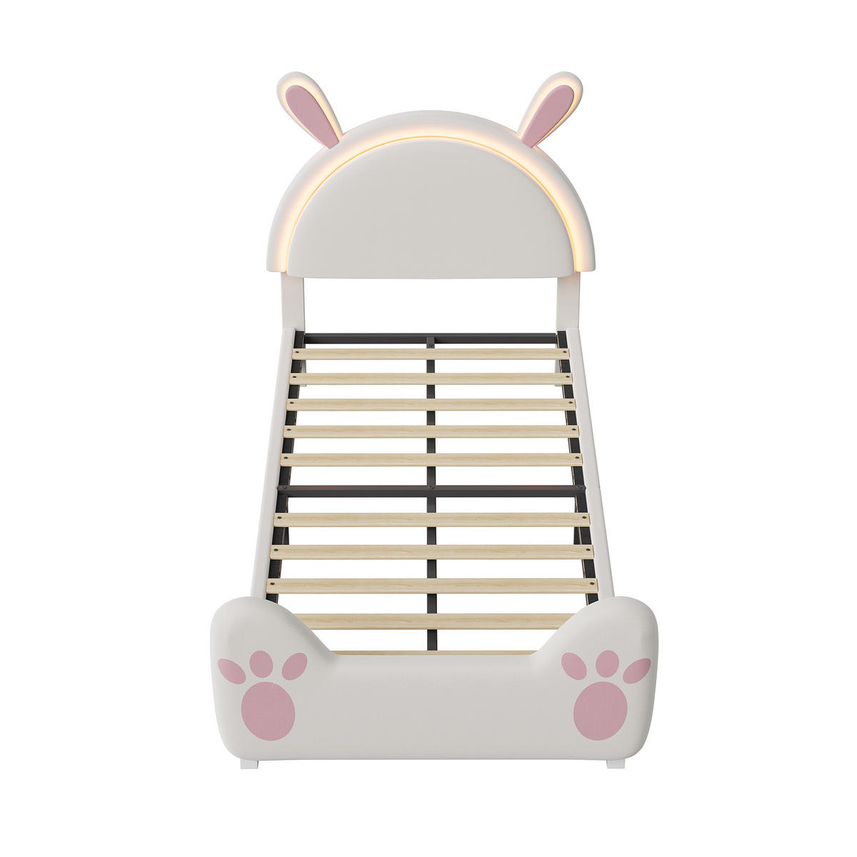 POLSTERBETT 90x200 cm Kinderbett mit LED, Schmetterlings-Kopfteil, Einzelbett mit Lattenrost, Rosa - Rosa, Metall (90/200cm) - EuroLiving