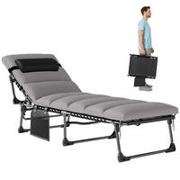 SONNENLIEGE DE-07709 klappbar mit 5-fach verstellbarer Rückenlehne - Hellgrau, Metall (57/38/200cm) - ComfortXL