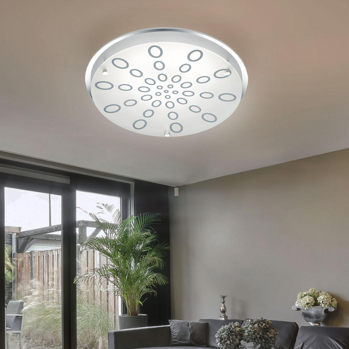 LED DECKENLEUCHTE Metall Glas Silber - Silberfarben, Glas (31.5/31.5/7.5cm)