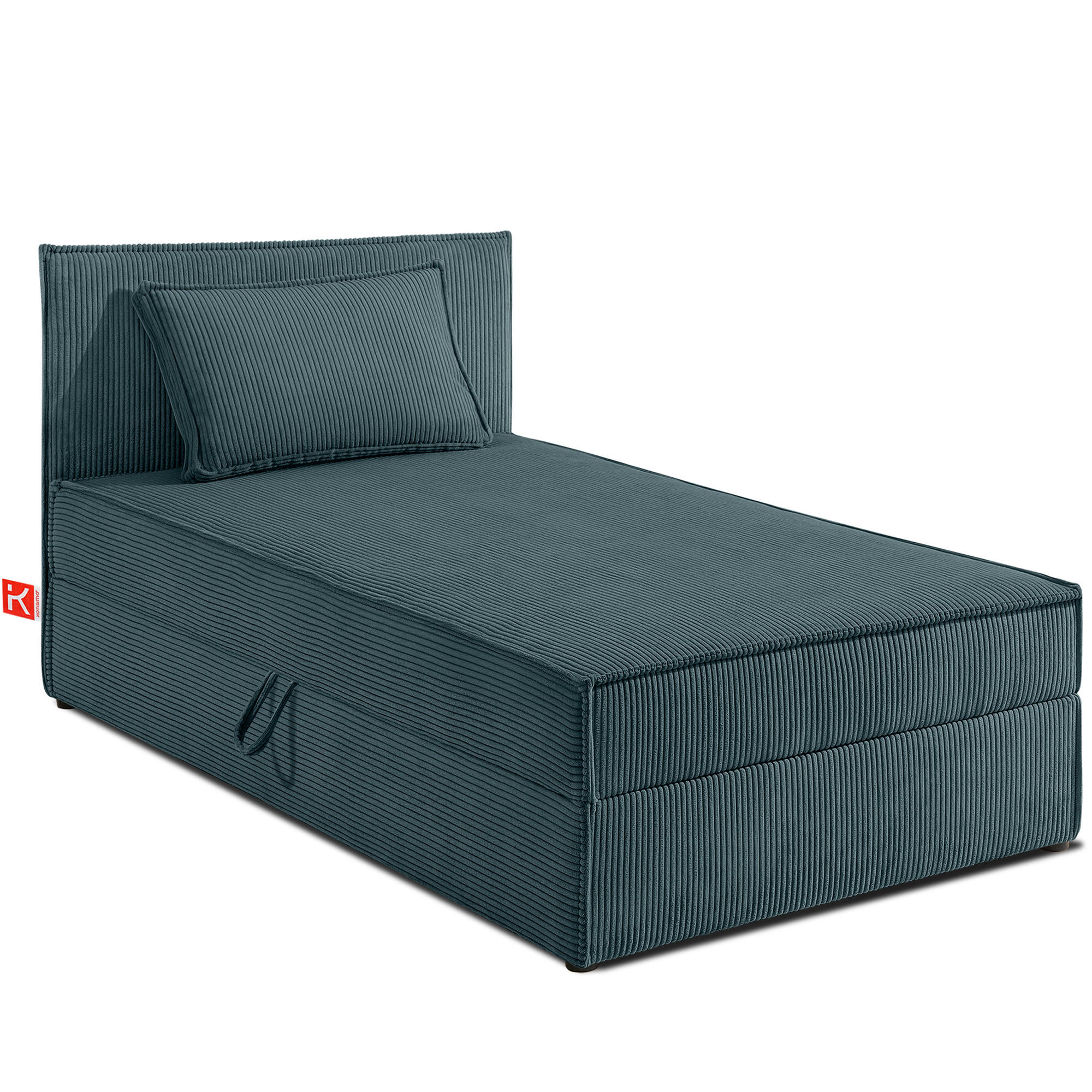 BOXSPRINGBETT ROTI Einzelbett, blau - Blau/Schwarz, Holz/Holzwerkstoff (80/200cm) - KONSIMO®