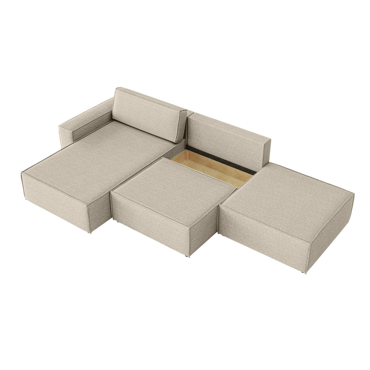 ECKSOFA Lummo Re mit Schlaffunktion, Beige - Beige, Textil (323/185cm) - Fedve