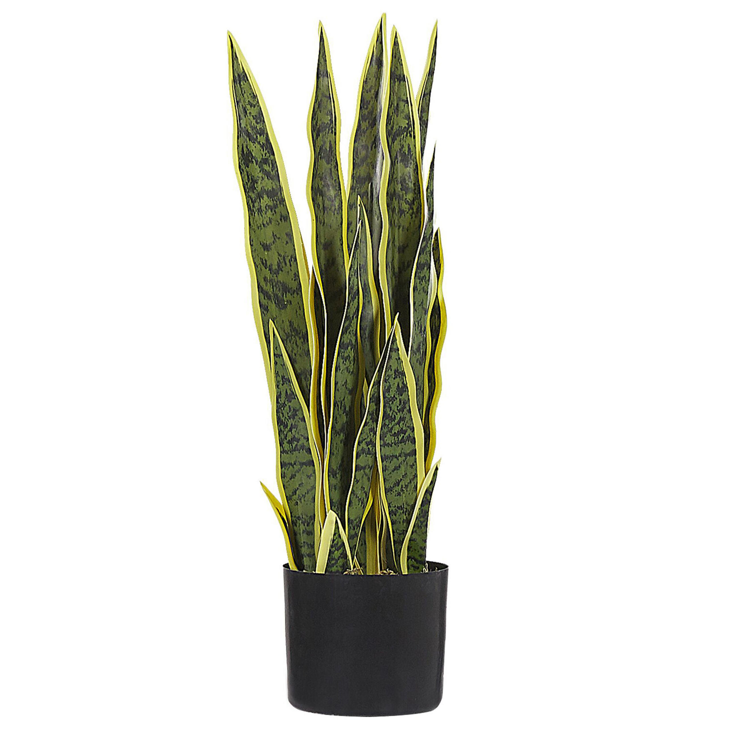 KUNSTPFLANZE Grün Snake Plant - Schwarz/Grün, Kunststoff (63cm) - Beliani