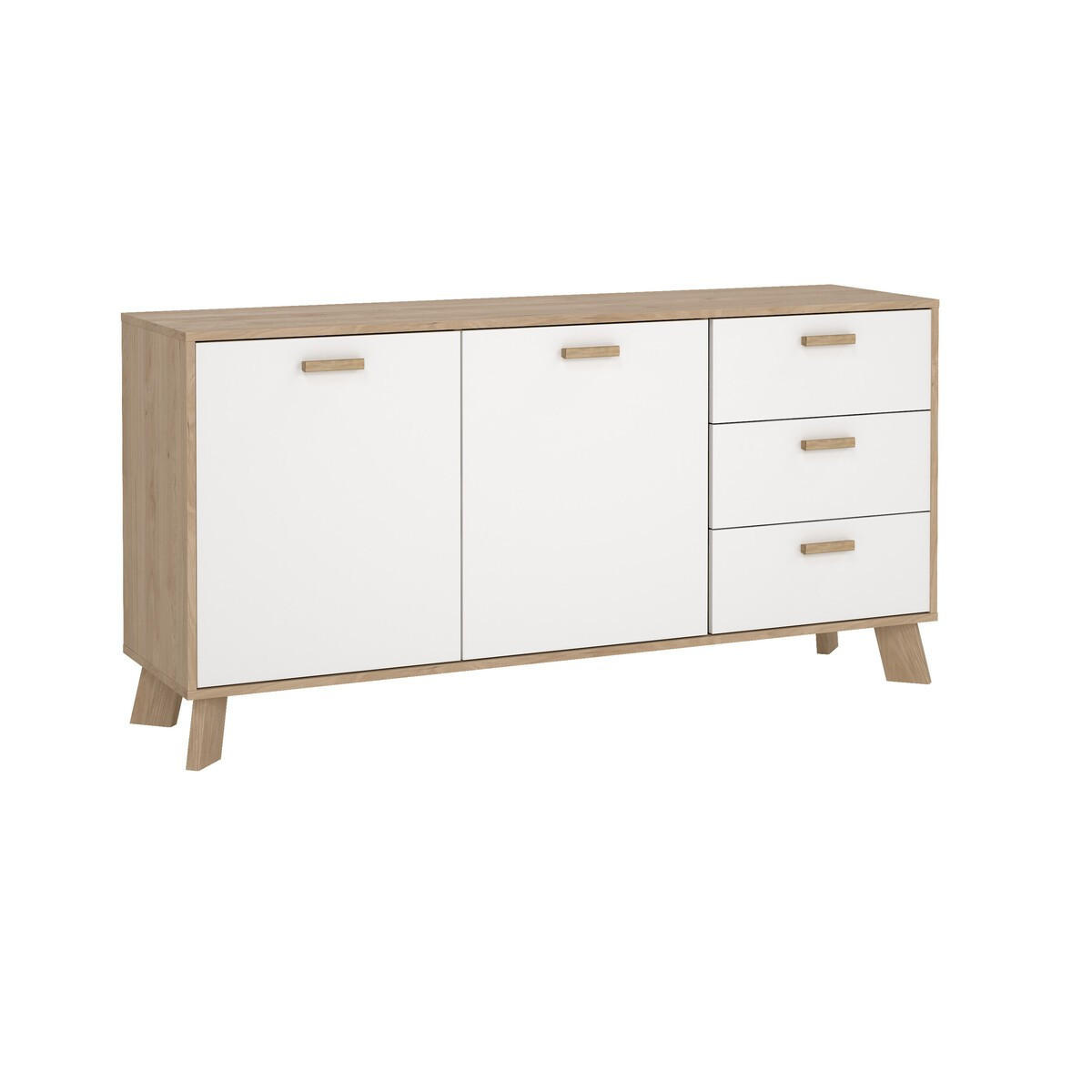 SIDEBOARD, Ikast, Eiche, Holzwerkstoff, 148 x 40 x 73 cm - Weiß, Holzwerkstoff (39.1/73/147.2cm) - Calicosy