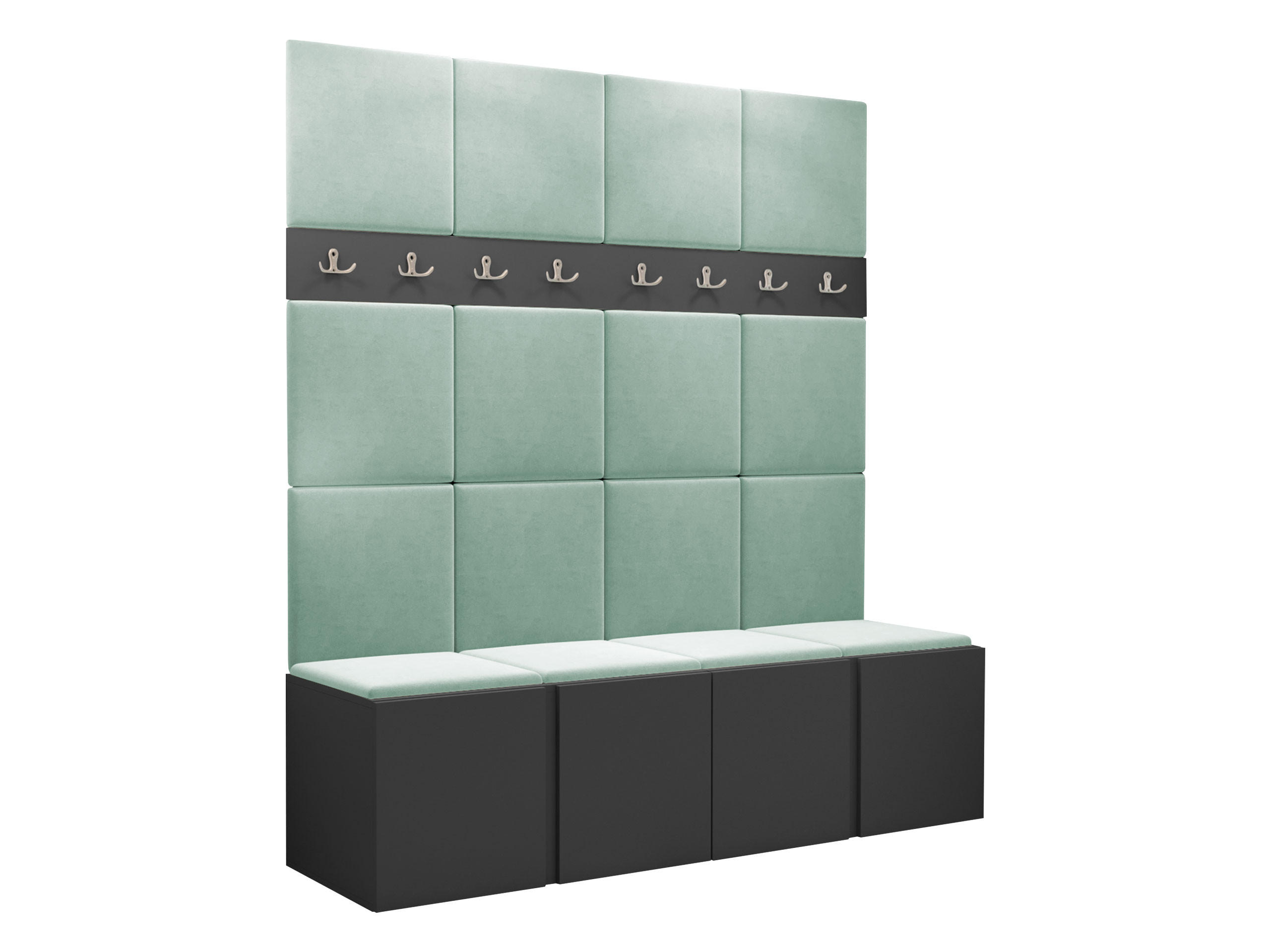 GARDEROBEN-SET Orion V - Graphitfarben/Mintgrün, Holzwerkstoff/Kunststoff (168/186/46cm) - MIRJAN24
