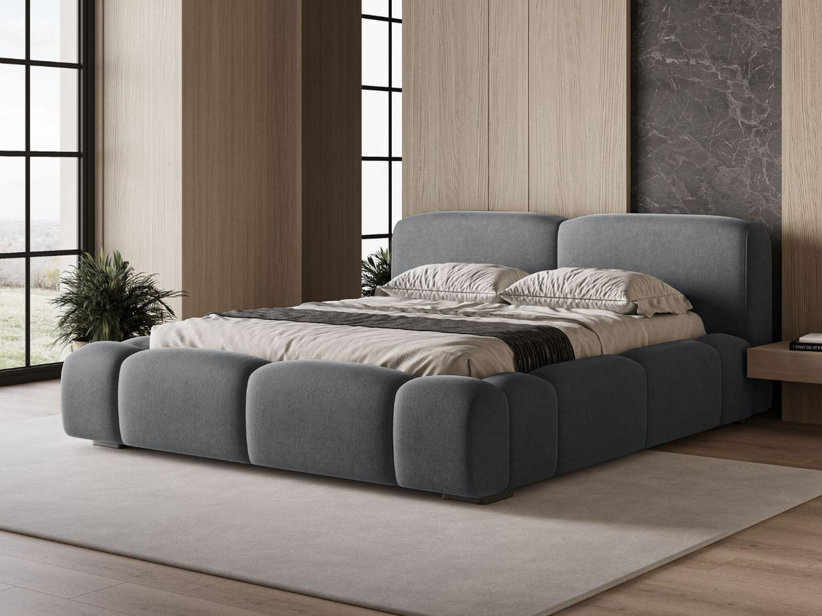 POLSTERBETT Aubi 180x200 Dunkelgrau - Dunkelgrau, Textil (180/200cm) - Graingold