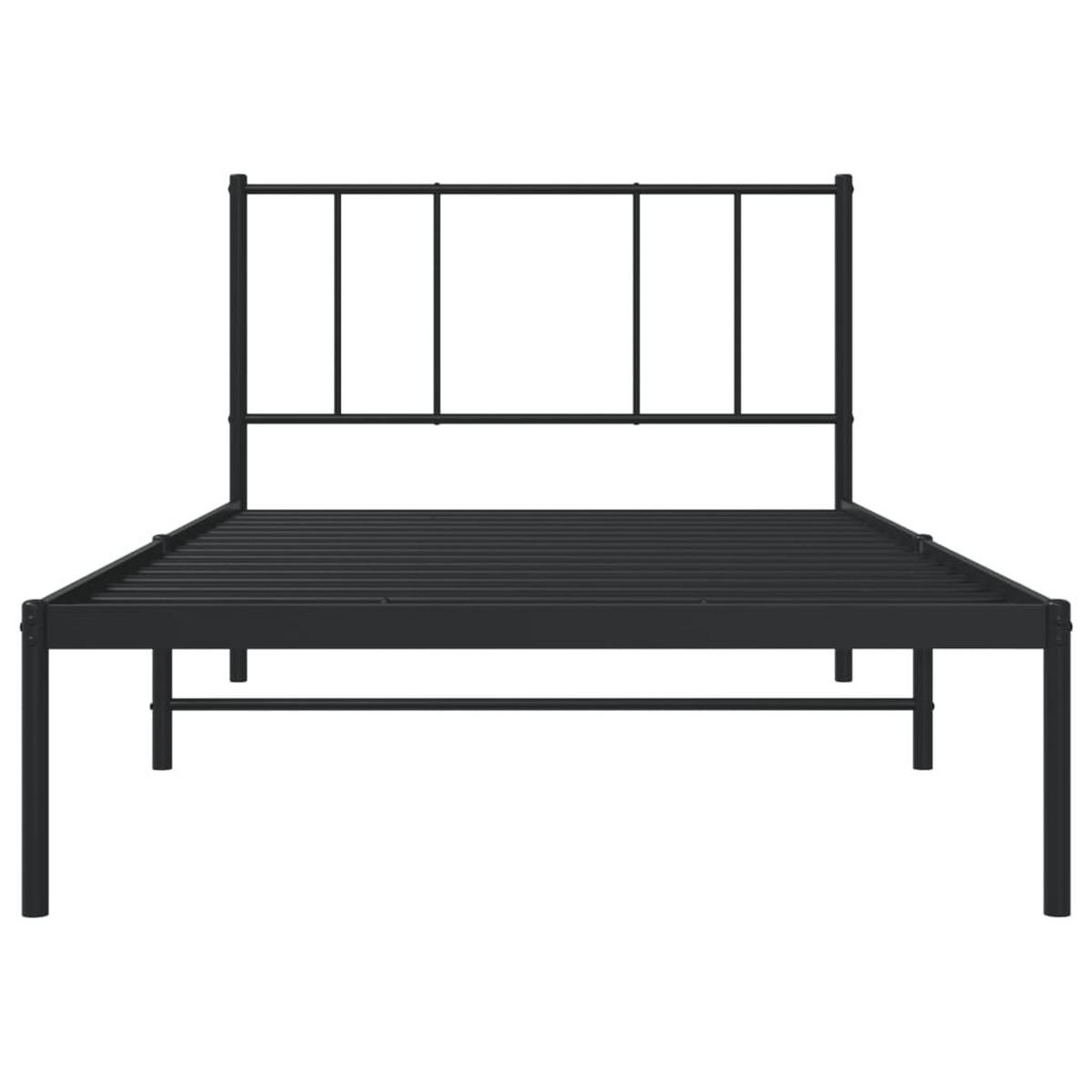 BETTGESTELL Mit Kopfteil Metall Schwarz 90/200 Cm - Schwarz, Metall (90/200cm) - vidaXL