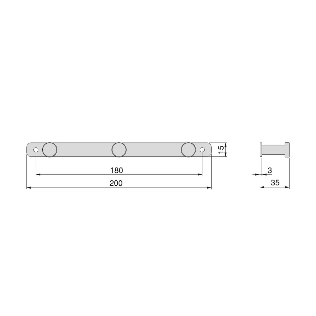 WANDHÄNGER Hamilton, Schwarz, Stahl - Schwarz, Metall (3.5/2/20cm) - EMUCA
