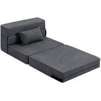 SCHLAFSESSEL 80/80/64 cm in Dunkelgrau, klappbar mit Bettfunktion und Kissen - Dunkelgrau, Textil (80/64/80cm) - Flora Grace