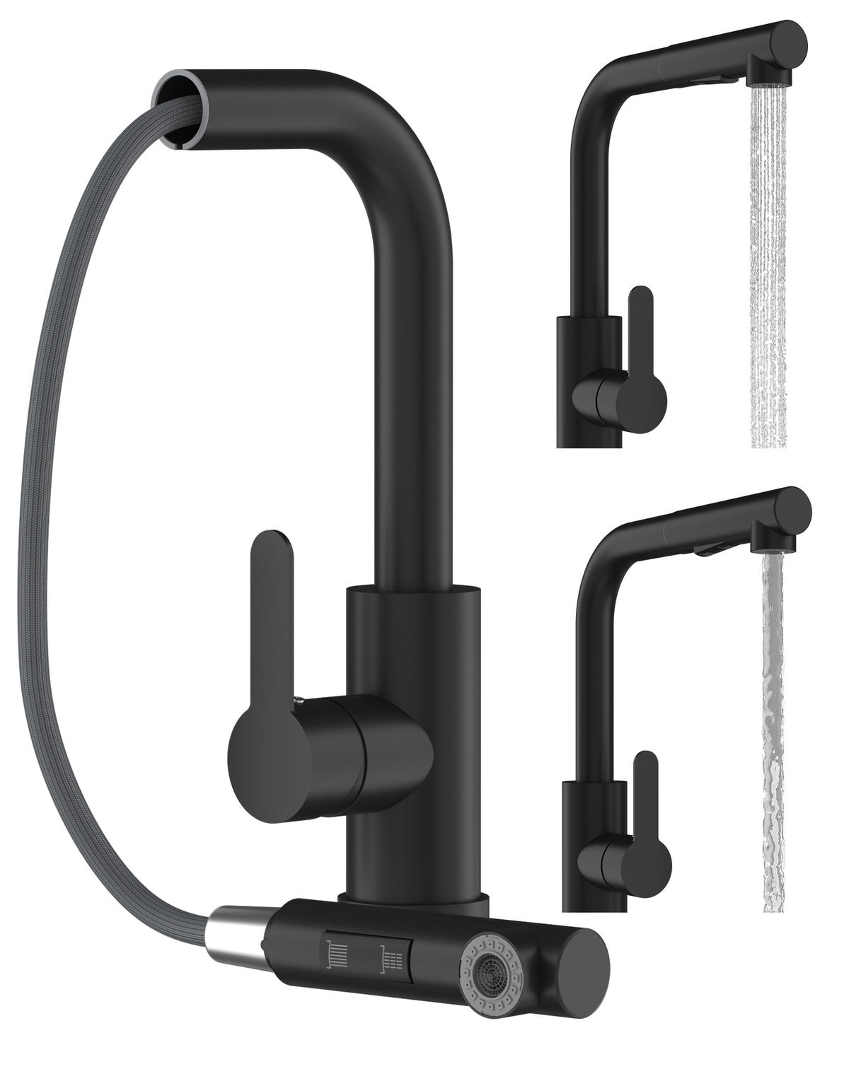 SPÜLBECKEN MILANO mit Batterie Siphon - Schwarz, Kunststoff/Stein (46/16/57cm) - Granitan