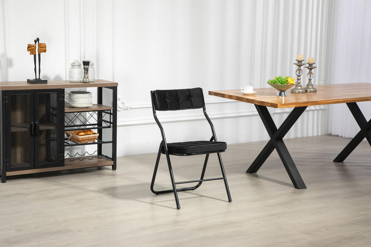 KLAPPSTUHL DE-36266 2er-Set mit gepolstertem Sitz Schwarz - Schwarz, Metall (47/80/46cm) - ComfortXL