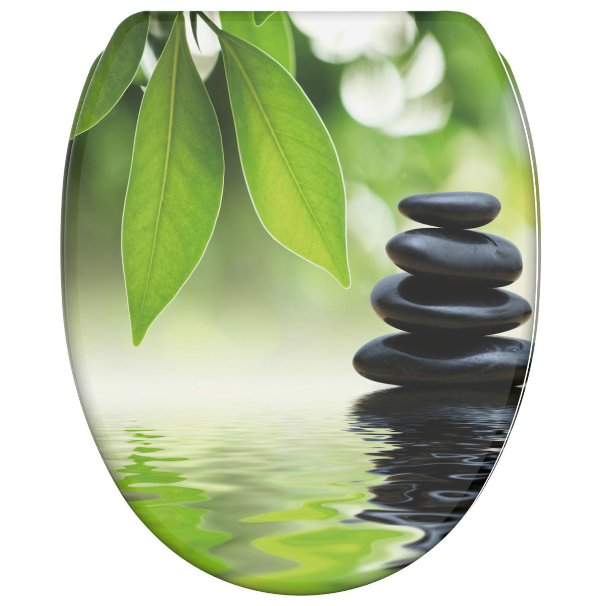 WC-SITZ mit Absenkautomatik & Top Fix Harmony - Grün, Holzwerkstoff (37.7/5.5/48cm) - Sanilo